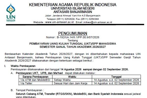 UKT Ganjil 2026/2027