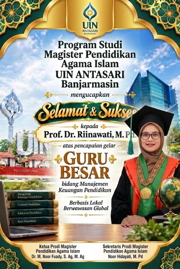 Prodi S2 PAI UIN Antasari Sampaikan Ucapan Selamat dan Sukses Atas Raihan Gelar Guru Besar Prof. Riinawati